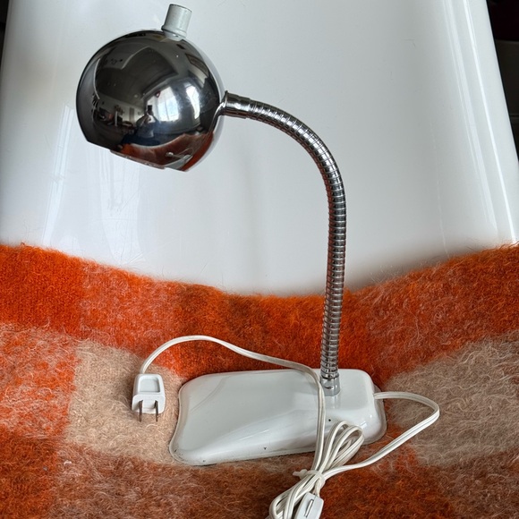 Vintage Lamp Gooseneck 60s Chrome Space Age Atomic Light Working Condition - Picture 15 of 16